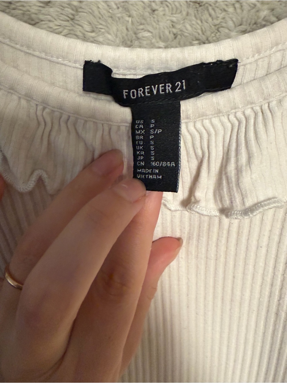 Forever 21 White Ribbed Off-Shoulder Ruffle Tank - Picture 3 of 3